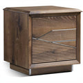**Nachtkastje van Hout met Modern Design en Metalen Accenten**