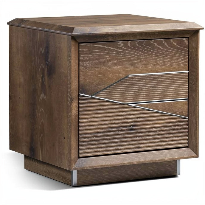 **Nachtkastje van Hout met Modern Design en Metalen Accenten**