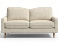 **Nederlandse technische titel: Moderne beige bank met houten poten en zacht textiel**